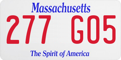 MA license plate 277GO5