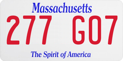 MA license plate 277GO7