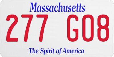 MA license plate 277GO8