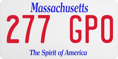 MA license plate 277GP0