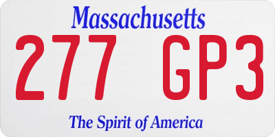MA license plate 277GP3