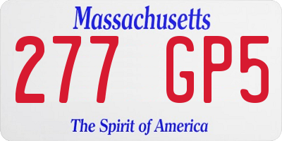 MA license plate 277GP5
