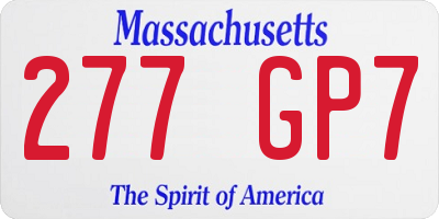 MA license plate 277GP7