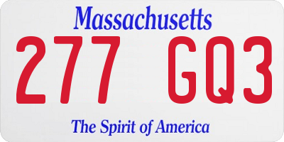 MA license plate 277GQ3