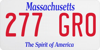 MA license plate 277GR0