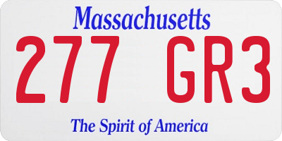 MA license plate 277GR3