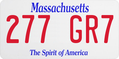 MA license plate 277GR7