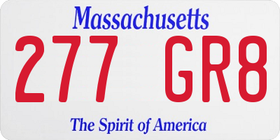 MA license plate 277GR8