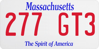 MA license plate 277GT3