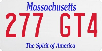 MA license plate 277GT4