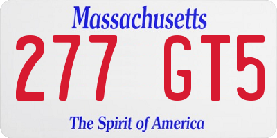MA license plate 277GT5