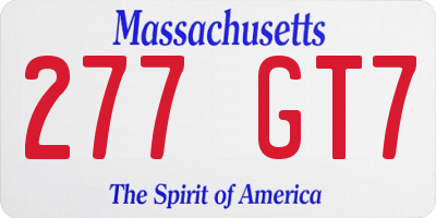 MA license plate 277GT7