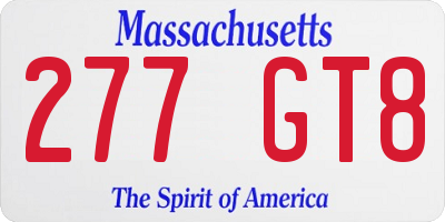 MA license plate 277GT8