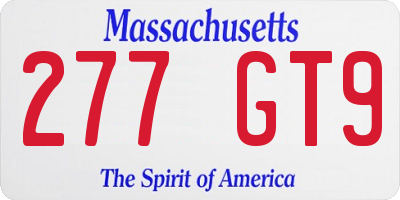 MA license plate 277GT9