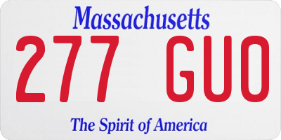 MA license plate 277GU0