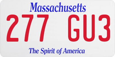 MA license plate 277GU3