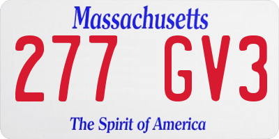 MA license plate 277GV3
