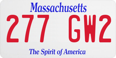 MA license plate 277GW2