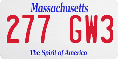 MA license plate 277GW3