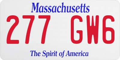 MA license plate 277GW6