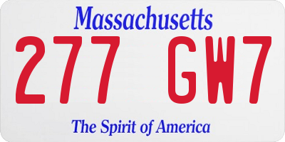 MA license plate 277GW7