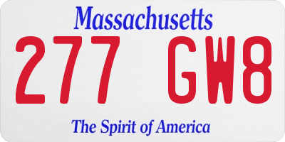 MA license plate 277GW8