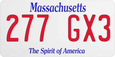 MA license plate 277GX3