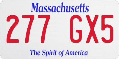 MA license plate 277GX5