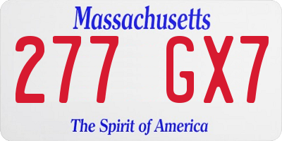MA license plate 277GX7