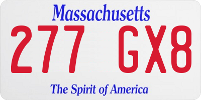 MA license plate 277GX8