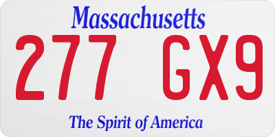 MA license plate 277GX9