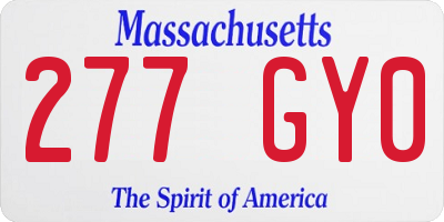 MA license plate 277GY0