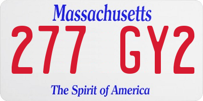 MA license plate 277GY2