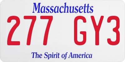 MA license plate 277GY3