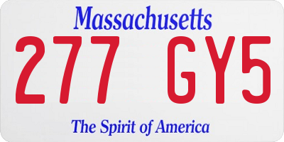 MA license plate 277GY5