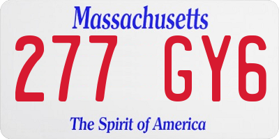 MA license plate 277GY6
