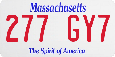 MA license plate 277GY7