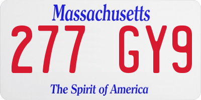 MA license plate 277GY9