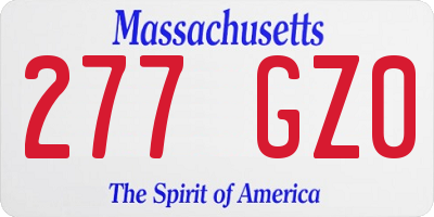 MA license plate 277GZ0