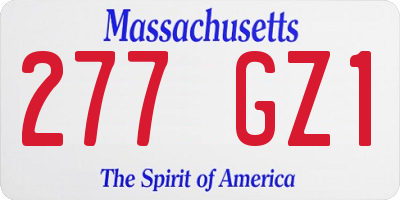 MA license plate 277GZ1