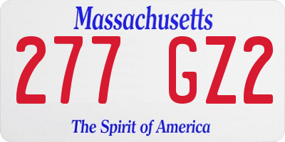 MA license plate 277GZ2