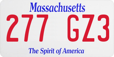MA license plate 277GZ3