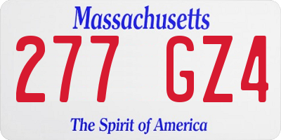 MA license plate 277GZ4