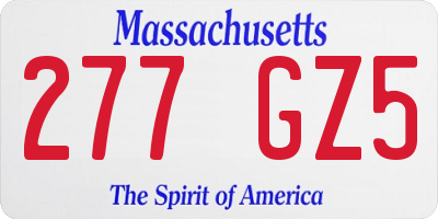 MA license plate 277GZ5