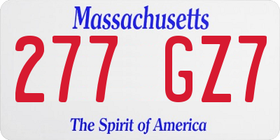 MA license plate 277GZ7