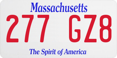 MA license plate 277GZ8