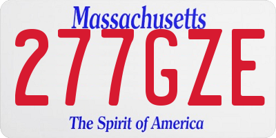 MA license plate 277GZE