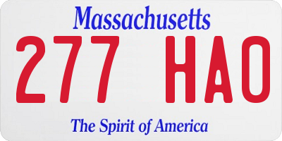 MA license plate 277HA0
