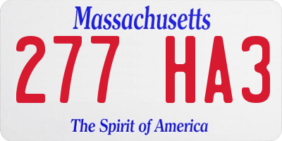 MA license plate 277HA3