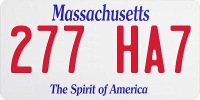 MA license plate 277HA7
